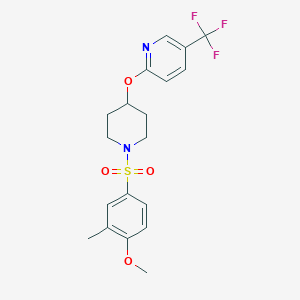 molecular formula C19H21F3N2O4S B3009516 2-((1-((4-甲氧基-3-甲苯基)磺酰基)哌啶-4-基)氧基)-5-(三氟甲基)吡啶 CAS No. 1421501-14-5