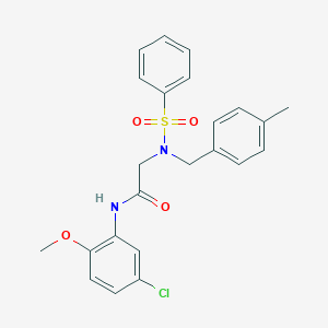 molecular formula C23H23ClN2O4S B300952 N-[5-chloro-2-(methyloxy)phenyl]-2-[[(4-methylphenyl)methyl](phenylsulfonyl)amino]acetamide 