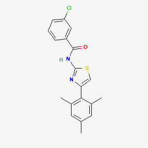 molecular formula C19H17ClN2OS B3009521 3-氯-N-[4-(2,4,6-三甲基苯基)-1,3-噻唑-2-基]苯甲酰胺 CAS No. 313366-32-4