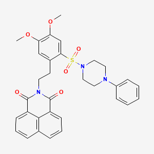molecular formula C32H31N3O6S B3009528 2-(4,5-dimethoxy-2-((4-phenylpiperazin-1-yl)sulfonyl)phenethyl)-1H-benzo[de]isoquinoline-1,3(2H)-dione CAS No. 452089-53-1