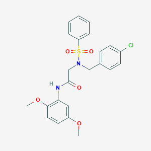 molecular formula C23H23ClN2O5S B300953 N~2~-(4-chlorobenzyl)-N-(2,5-dimethoxyphenyl)-N~2~-(phenylsulfonyl)glycinamide 
