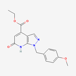 molecular formula C17H17N3O4 B3009533 ethyl 1-(4-methoxybenzyl)-6-oxo-6,7-dihydro-1H-pyrazolo[3,4-b]pyridine-4-carboxylate CAS No. 1174876-30-2