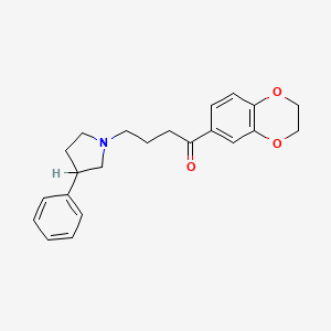 molecular formula C22H25NO3 B3009538 1-(2,3-Dihydro-1,4-benzodioxin-6-yl)-4-(3-phenylpyrrolidin-1-yl)butan-1-one CAS No. 431938-85-1