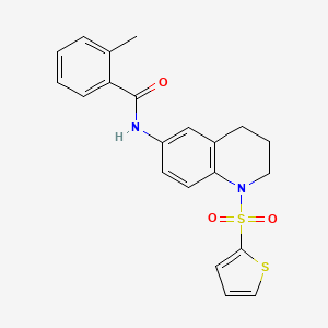 molecular formula C21H20N2O3S2 B3009539 2-methyl-N-(1-thiophen-2-ylsulfonyl-3,4-dihydro-2H-quinolin-6-yl)benzamide CAS No. 941971-70-6