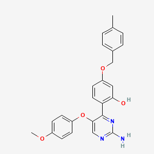 molecular formula C25H23N3O4 B3009540 2-(2-Amino-5-(4-methoxyphenoxy)pyrimidin-4-yl)-5-((4-methylbenzyl)oxy)phenol CAS No. 896598-64-4