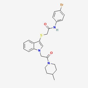 molecular formula C24H26BrN3O2S B3009544 N-(4-溴苯基)-2-((1-(2-(4-甲基哌啶-1-基)-2-氧代乙基)-1H-吲哚-3-基)硫代)乙酰胺 CAS No. 878056-18-9