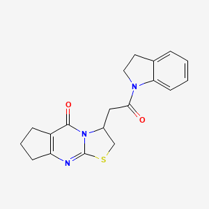 molecular formula C19H19N3O2S B3009549 3-(2-(indolin-1-yl)-2-oxoethyl)-2,3,7,8-tetrahydrocyclopenta[d]thiazolo[3,2-a]pyrimidin-5(6H)-one CAS No. 1105243-58-0