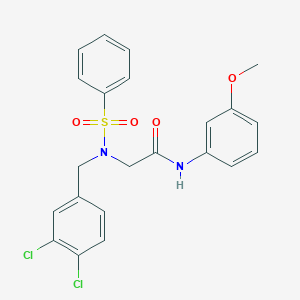 molecular formula C22H20Cl2N2O4S B300955 2-[(3,4-dichlorobenzyl)(phenylsulfonyl)amino]-N-(3-methoxyphenyl)acetamide 