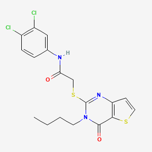 molecular formula C18H17Cl2N3O2S2 B3009556 2-[(3-丁基-4-氧代-3,4-二氢噻吩[3,2-d]嘧啶-2-基)硫代]-N-(3,4-二氯苯基)乙酰胺 CAS No. 1252820-81-7