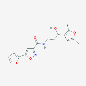 molecular formula C17H18N2O5 B3009562 N-(3-(2,5-二甲基呋喃-3-基)-3-羟基丙基)-5-(呋喃-2-基)异恶唑-3-甲酰胺 CAS No. 1421485-06-4
