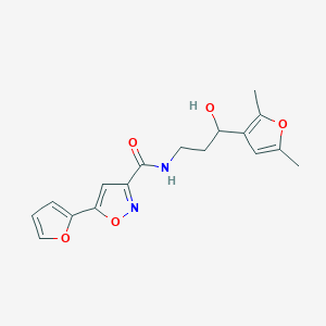 N-[3-(2,5-DIMETHYLFURAN-3-YL)-3-HYDROXYPROPYL]-5-(FURAN-2-YL)-1,2-OXAZOLE-3-CARBOXAMIDE