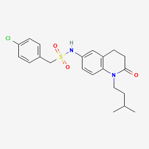molecular formula C21H25ClN2O3S B3009572 1-(4-chlorophenyl)-N-(1-isopentyl-2-oxo-1,2,3,4-tetrahydroquinolin-6-yl)methanesulfonamide CAS No. 946271-08-5