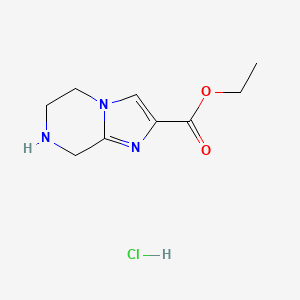 molecular formula C9H14ClN3O2 B3009587 Ethyl 5,6,7,8-tetrahydroimidazo[1,2-a]pyrazine-2-carboxylate hydrochloride CAS No. 623906-17-2