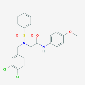molecular formula C22H20Cl2N2O4S B300959 2-[(3,4-dichlorobenzyl)(phenylsulfonyl)amino]-N-(4-methoxyphenyl)acetamide 