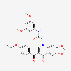 molecular formula C29H26N2O8 B3009594 N-(3,5-dimethoxyphenyl)-2-[7-(4-ethoxybenzoyl)-8-oxo-[1,3]dioxolo[4,5-g]quinolin-5-yl]acetamide CAS No. 866345-29-1