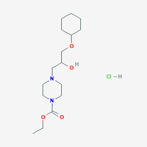 molecular formula C16H31ClN2O4 B3009595 Ethyl 4-(3-(cyclohexyloxy)-2-hydroxypropyl)piperazine-1-carboxylate hydrochloride CAS No. 1185676-95-2
