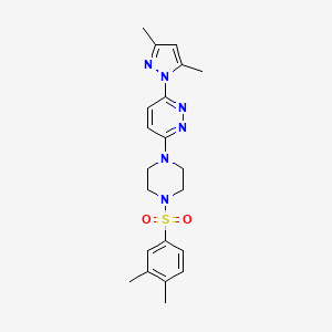 molecular formula C21H26N6O2S B3009597 3-(3,5-二甲基-1H-吡唑-1-基)-6-(4-((3,4-二甲基苯基)磺酰基)哌嗪-1-基)哒嗪 CAS No. 1013834-73-5