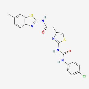 molecular formula C20H16ClN5O2S2 B3009599 2-(2-(3-(4-chlorophenyl)ureido)thiazol-4-yl)-N-(6-methylbenzo[d]thiazol-2-yl)acetamide CAS No. 897620-93-8