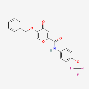 molecular formula C20H14F3NO5 B3009601 5-(benzyloxy)-4-oxo-N-(4-(trifluoromethoxy)phenyl)-4H-pyran-2-carboxamide CAS No. 1021023-96-0