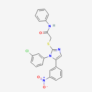 molecular formula C23H17ClN4O3S B3009602 2-((1-(3-chlorophenyl)-5-(3-nitrophenyl)-1H-imidazol-2-yl)thio)-N-phenylacetamide CAS No. 1235655-16-9