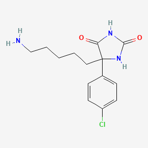 molecular formula C14H18ClN3O2 B3009606 5-(5-Aminopentyl)-5-(4-chlorophenyl)imidazolidine-2,4-dione CAS No. 878787-98-5
