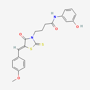 molecular formula C21H20N2O4S2 B3009608 (Z)-N-(3-羟基苯基)-4-(5-(4-甲氧基亚苄基)-4-氧代-2-硫代噻唑烷-3-基)丁酰胺 CAS No. 300378-19-2