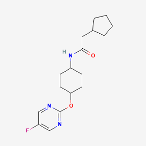 molecular formula C17H24FN3O2 B3009612 2-cyclopentyl-N-((1r,4r)-4-((5-fluoropyrimidin-2-yl)oxy)cyclohexyl)acetamide CAS No. 2034501-92-1