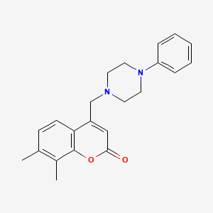 molecular formula C22H24N2O2 B3009615 7,8-Dimethyl-4-[(4-phenylpiperazin-1-yl)methyl]chromen-2-one CAS No. 850899-95-5
