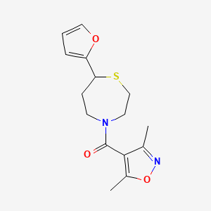 molecular formula C15H18N2O3S B3009617 (3,5-Dimethylisoxazol-4-yl)(7-(furan-2-yl)-1,4-thiazepan-4-yl)methanone CAS No. 1706223-06-4