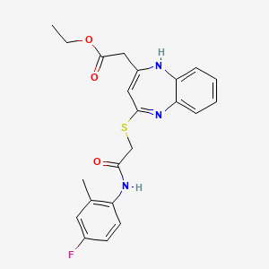 molecular formula C22H22FN3O3S B3009619 ethyl [4-({2-[(4-fluoro-2-methylphenyl)amino]-2-oxoethyl}thio)-1H-1,5-benzodiazepin-2-yl]acetate CAS No. 1251629-08-9