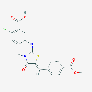 molecular formula C20H15ClN2O5S B300963 2-chloro-5-({(2E,5Z)-5-[4-(methoxycarbonyl)benzylidene]-3-methyl-4-oxo-1,3-thiazolidin-2-ylidene}amino)benzoic acid 