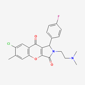 molecular formula C22H20ClFN2O3 B3009633 7-Chloro-2-(2-(dimethylamino)ethyl)-1-(4-fluorophenyl)-6-methyl-1,2-dihydrochromeno[2,3-c]pyrrole-3,9-dione CAS No. 886142-08-1