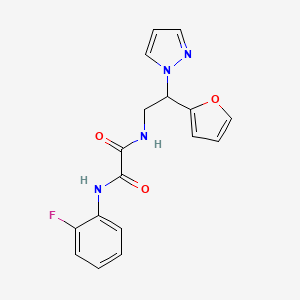 molecular formula C17H15FN4O3 B3009634 N1-(2-fluorophenyl)-N2-(2-(furan-2-yl)-2-(1H-pyrazol-1-yl)ethyl)oxalamide CAS No. 2034255-47-3