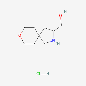 molecular formula C9H18ClNO2 B3009636 (8-Oxa-2-azaspiro[4.5]decan-3-yl)methanol hydrochloride CAS No. 2228436-07-3