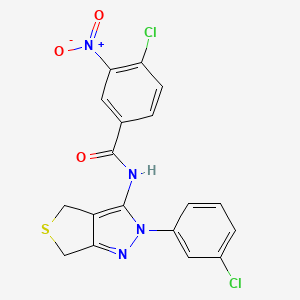molecular formula C18H12Cl2N4O3S B3009638 4-chloro-N-[2-(3-chlorophenyl)-4,6-dihydrothieno[3,4-c]pyrazol-3-yl]-3-nitrobenzamide CAS No. 450340-92-8