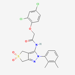 molecular formula C21H19Cl2N3O4S B3009652 2-(2,4-dichlorophenoxy)-N-[2-(2,3-dimethylphenyl)-5,5-dioxido-2,6-dihydro-4H-thieno[3,4-c]pyrazol-3-yl]acetamide CAS No. 450339-12-5