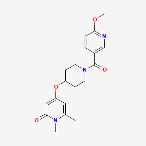 molecular formula C19H23N3O4 B3009656 4-((1-(6-methoxynicotinoyl)piperidin-4-yl)oxy)-1,6-dimethylpyridin-2(1H)-one CAS No. 2034291-44-4