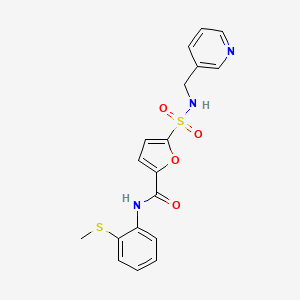 molecular formula C18H17N3O4S2 B3009668 N-(2-(methylthio)phenyl)-5-(N-(pyridin-3-ylmethyl)sulfamoyl)furan-2-carboxamide CAS No. 1171064-55-3