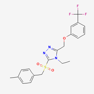 molecular formula C20H20F3N3O3S B3009674 4-Ethyl-3-[(4-methylphenyl)methylsulfonyl]-5-[[3-(trifluoromethyl)phenoxy]methyl]-1,2,4-triazole CAS No. 383146-82-5