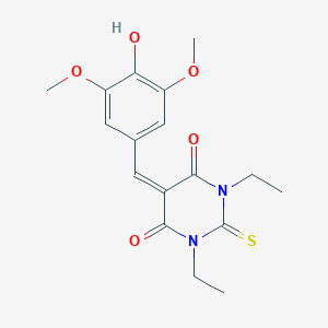 molecular formula C17H20N2O5S B300968 1,3-diethyl-5-(4-hydroxy-3,5-dimethoxybenzylidene)-2-thioxodihydro-4,6(1H,5H)-pyrimidinedione 