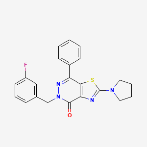 molecular formula C22H19FN4OS B3009697 5-(3-氟苯甲基)-7-苯基-2-(吡咯烷-1-基)噻唑并[4,5-d]嘧啶-4(5H)-酮 CAS No. 1105218-05-0