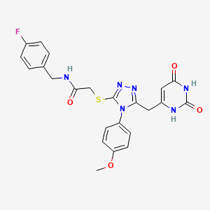 molecular formula C23H21FN6O4S B3009705 2-((5-((2,6-dioxo-1,2,3,6-tetrahydropyrimidin-4-yl)methyl)-4-(4-methoxyphenyl)-4H-1,2,4-triazol-3-yl)thio)-N-(4-fluorobenzyl)acetamide CAS No. 852153-07-2