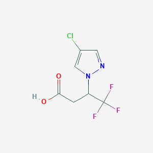 molecular formula C7H6ClF3N2O2 B3009706 3-(4-Chloropyrazol-1-yl)-4,4,4-trifluorobutanoic acid CAS No. 2054953-38-5