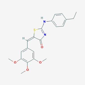 molecular formula C21H22N2O4S B300971 (5E)-2-(4-ethylanilino)-5-[(3,4,5-trimethoxyphenyl)methylidene]-1,3-thiazol-4-one 