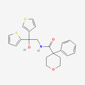 molecular formula C22H23NO3S2 B3009710 N-(2-羟基-2-(噻吩-2-基)-2-(噻吩-3-基)乙基)-4-苯基四氢-2H-吡喃-4-甲酰胺 CAS No. 2097931-68-3