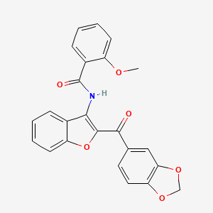 molecular formula C24H17NO6 B3009721 N-(2-(苯并[d][1,3]二氧杂环-5-羰基)苯并呋喃-3-基)-2-甲氧基苯甲酰胺 CAS No. 886180-27-4