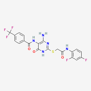 N-(4-amino-2-((2-((2,4-difluorophenyl)amino)-2-oxoethyl)thio)-6-oxo-1,6-dihydropyrimidin-5-yl)-4-(trifluoromethyl)benzamide