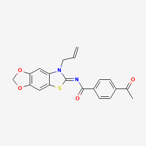 molecular formula C20H16N2O4S B3009725 (Z)-4-乙酰基-N-(7-烯丙基-[1,3]二氧杂环[4',5':4,5]苯并[1,2-d]噻唑-6(7H)-亚甲基)苯甲酰胺 CAS No. 905661-44-1