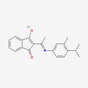 molecular formula C21H21NO2 B3009735 2-(1-{[3-methyl-4-(propan-2-yl)phenyl]amino}ethylidene)-2,3-dihydro-1H-indene-1,3-dione CAS No. 1020252-32-7