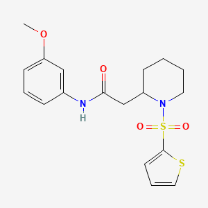 molecular formula C18H22N2O4S2 B3009749 N-(3-methoxyphenyl)-2-(1-(thiophen-2-ylsulfonyl)piperidin-2-yl)acetamide CAS No. 1105235-94-6